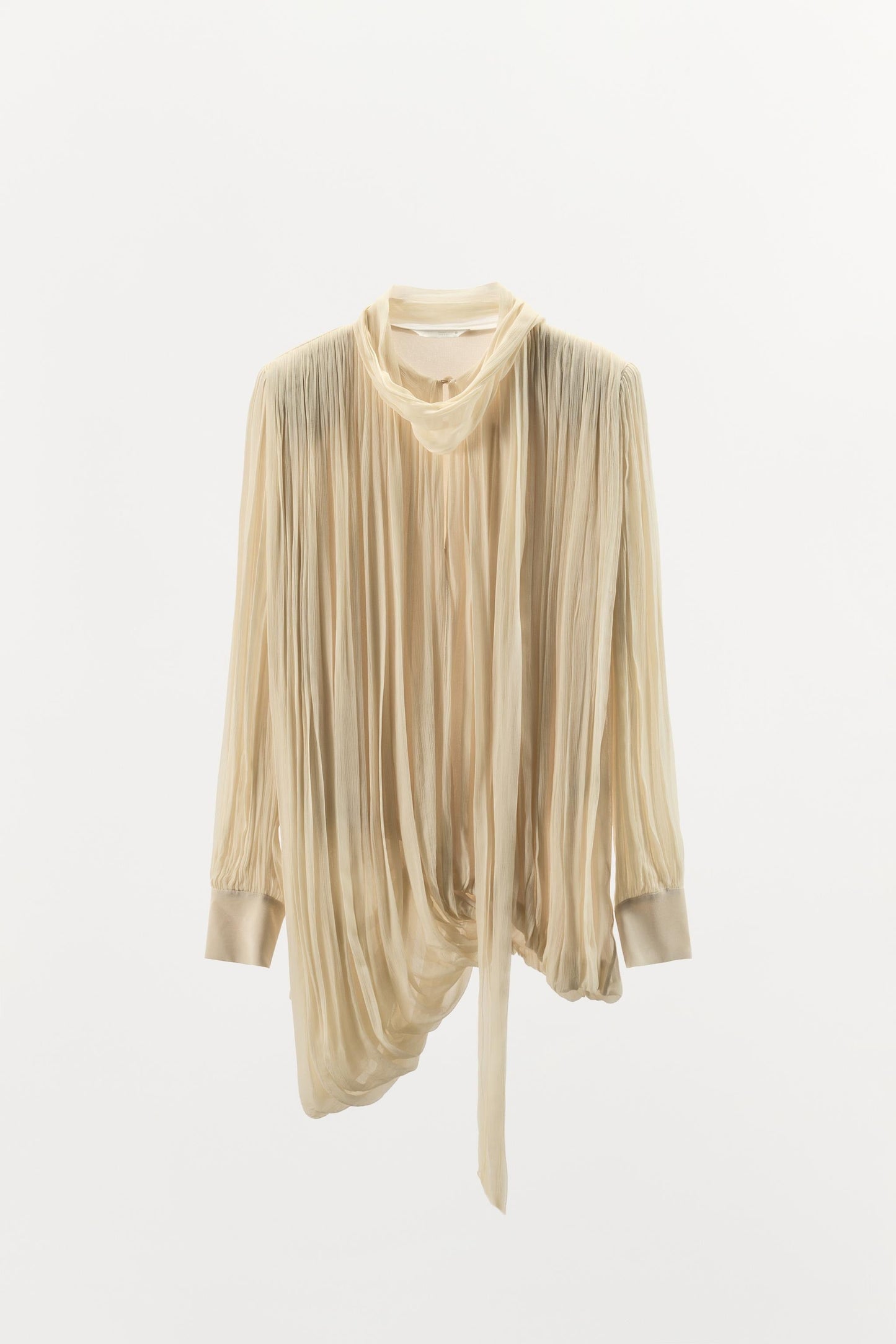 Tie-Neck Pleated Blouse